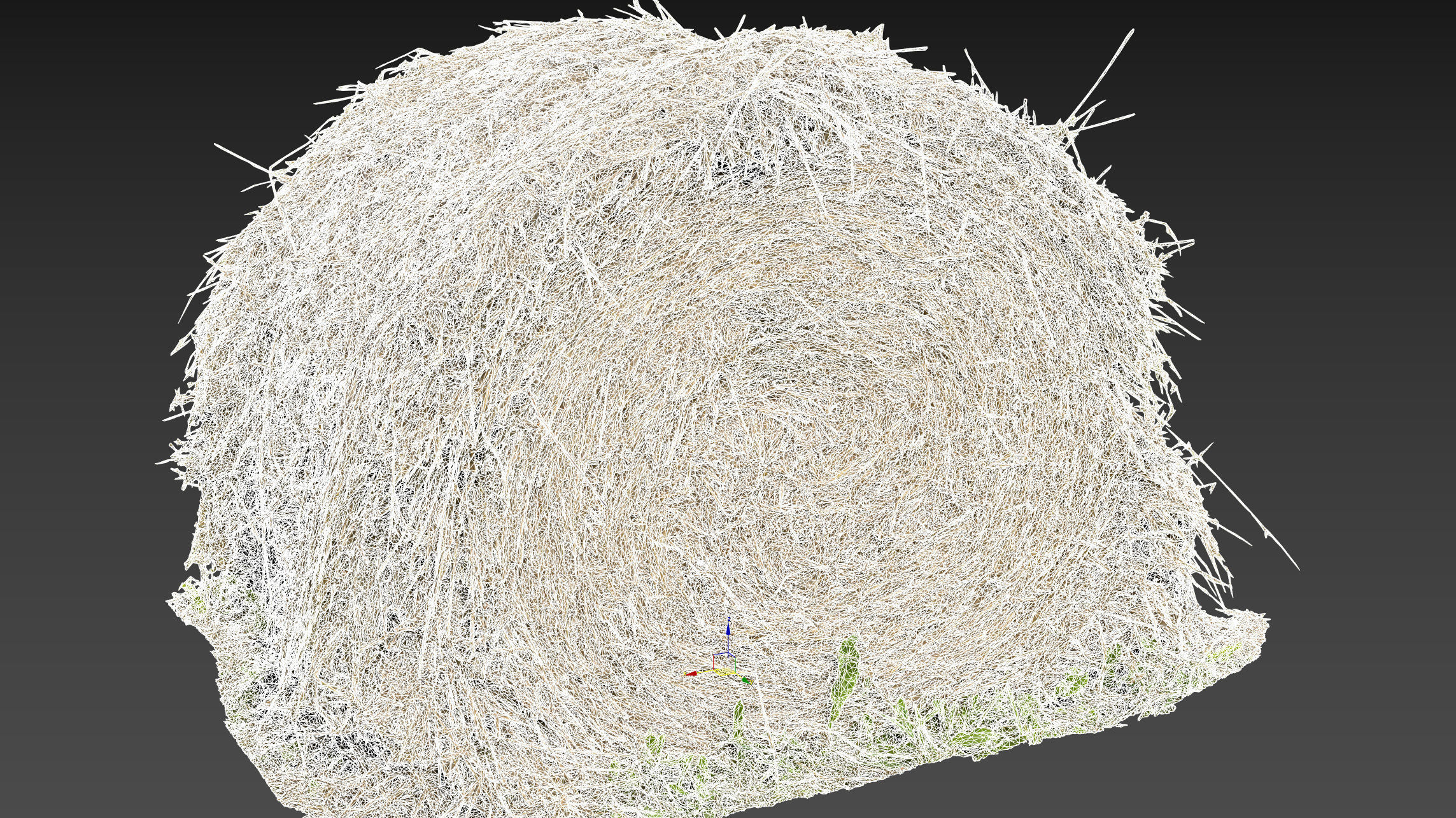 Round bale of hay 3D model_8