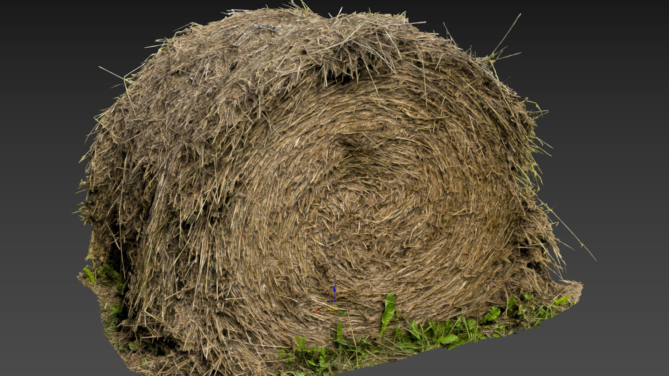Round bale of hay 3D model_9