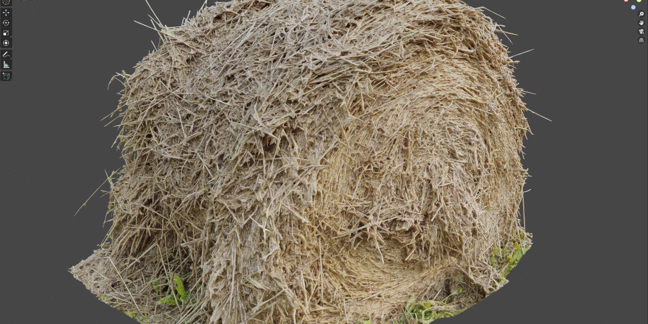 Round bale of hay 3D model_16