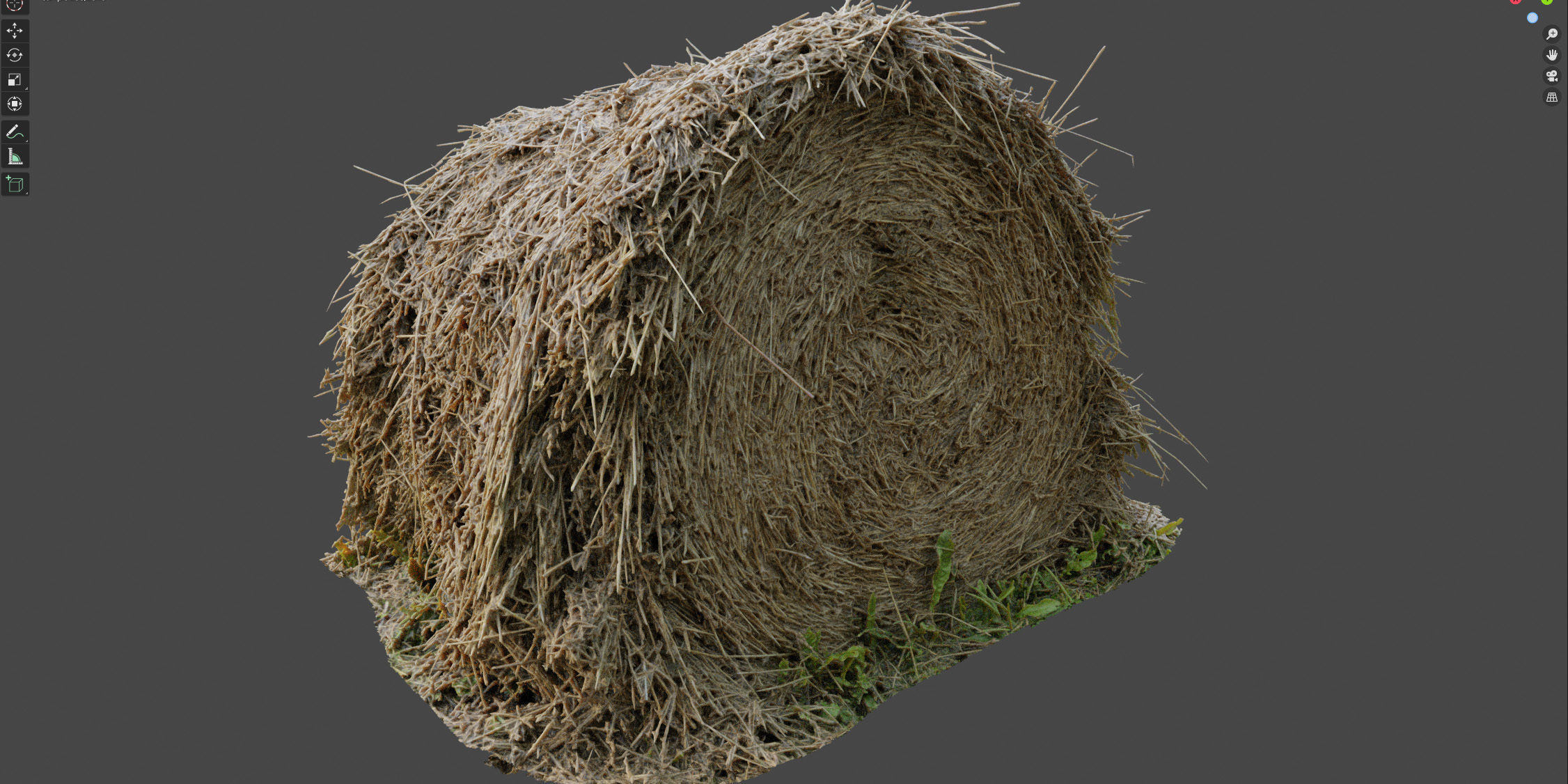 Round bale of hay 3D model_18