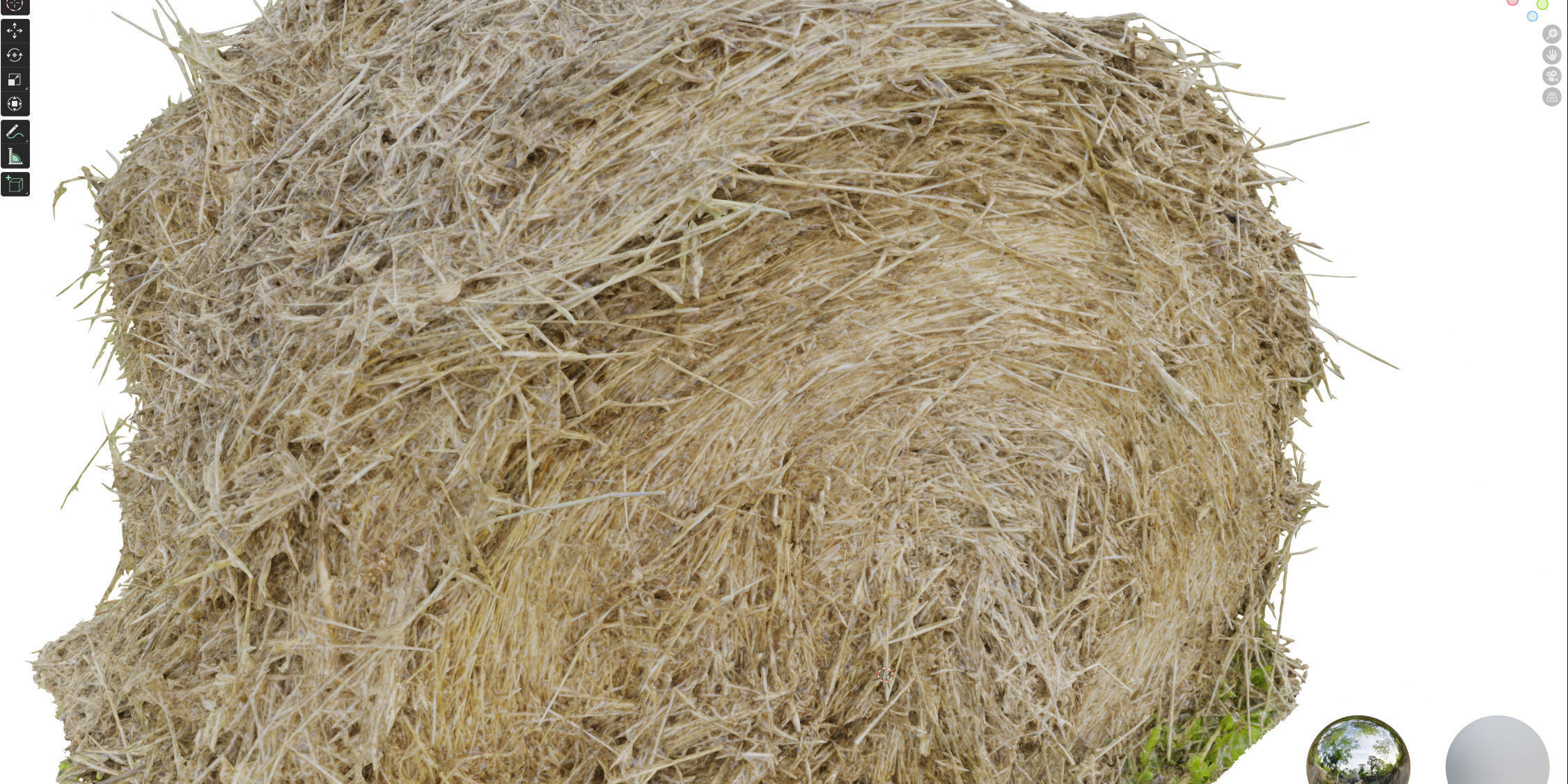 Round bale of hay 3D model_14
