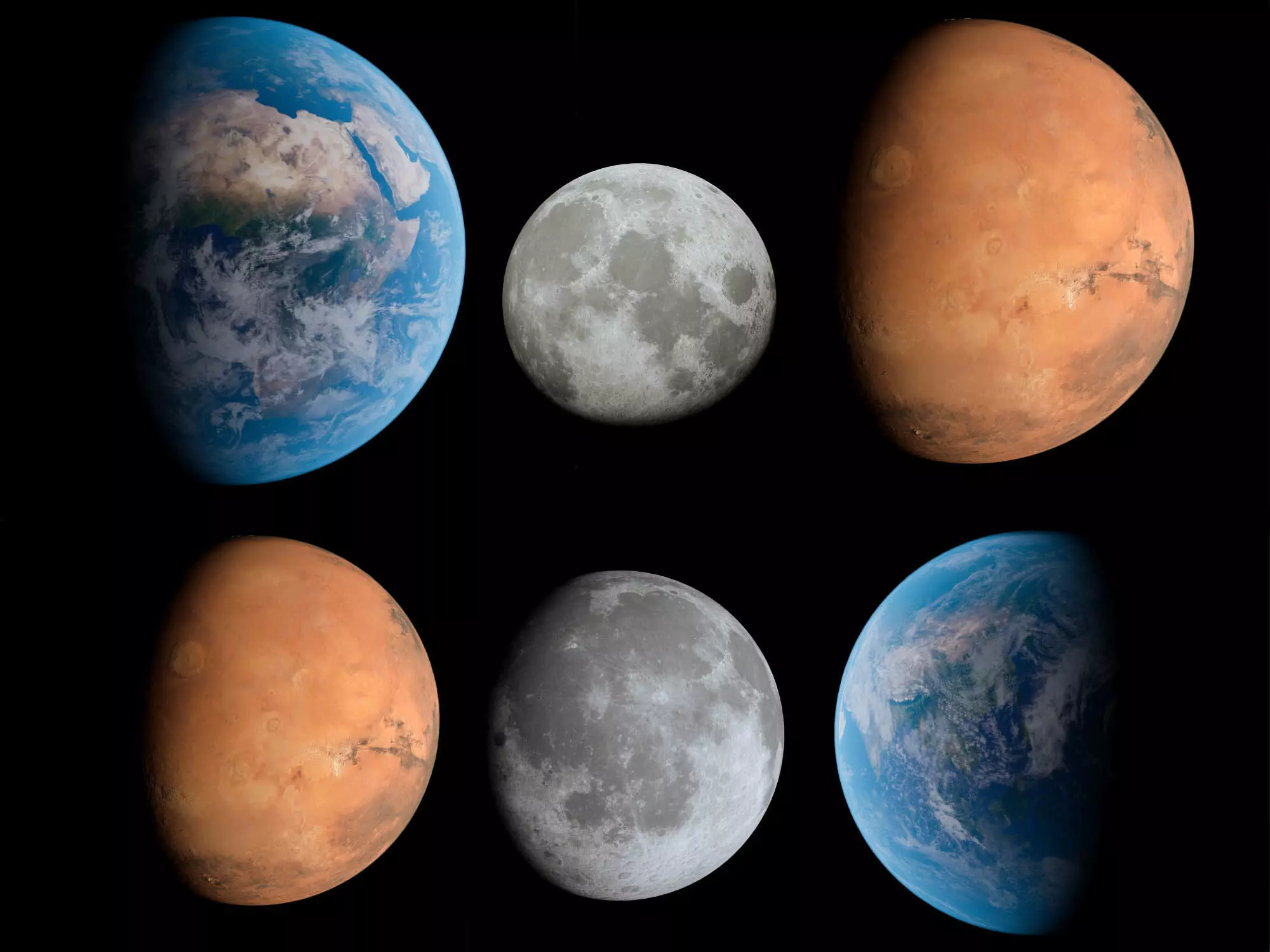 Earth Moon  Mars 3d Model Collection _0