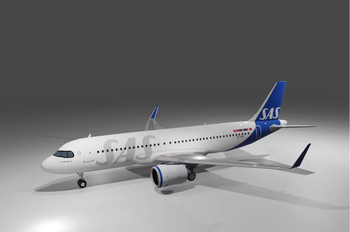 SAS airbus a320neo 3d model Low-poly 3D model