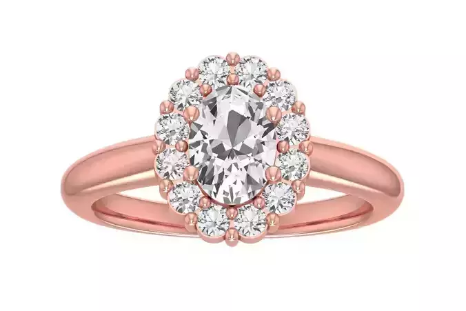 Oval Solitaire Wedding Engagement Halo Ring