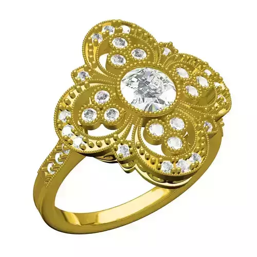 Unique Art Deco Wedding Bridal Ring