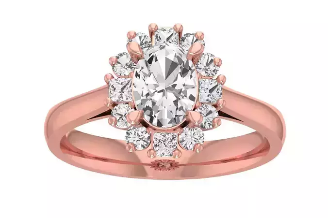 Oval Solitaire Wedding Engagement Halo Ring