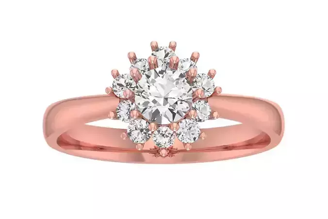 Round Solitaire Wedding Engagement Halo Ring