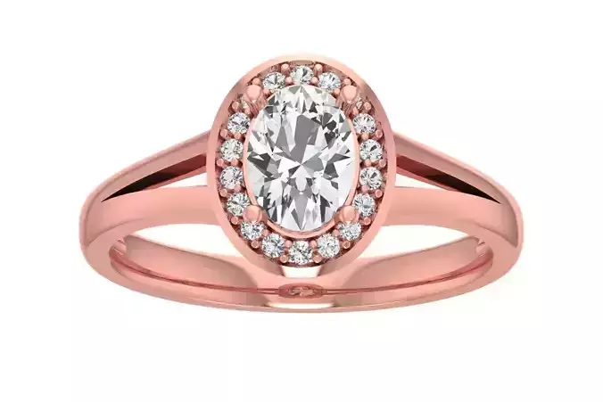 Oval Solitaire Wedding Engagement Halo Ring