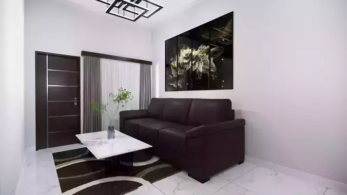 Luxury Modern Interior Design Guest Living room with Kitchen 