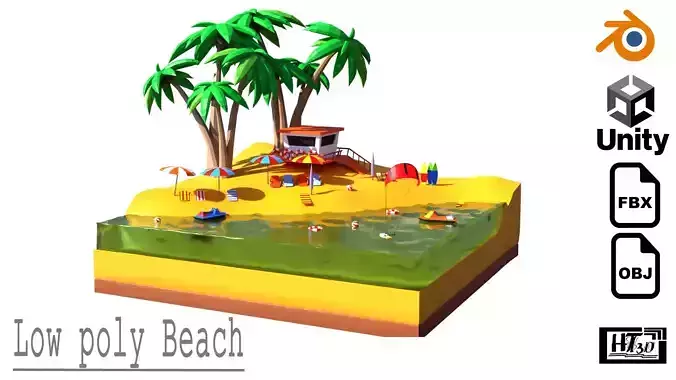 Low poly beach HT3