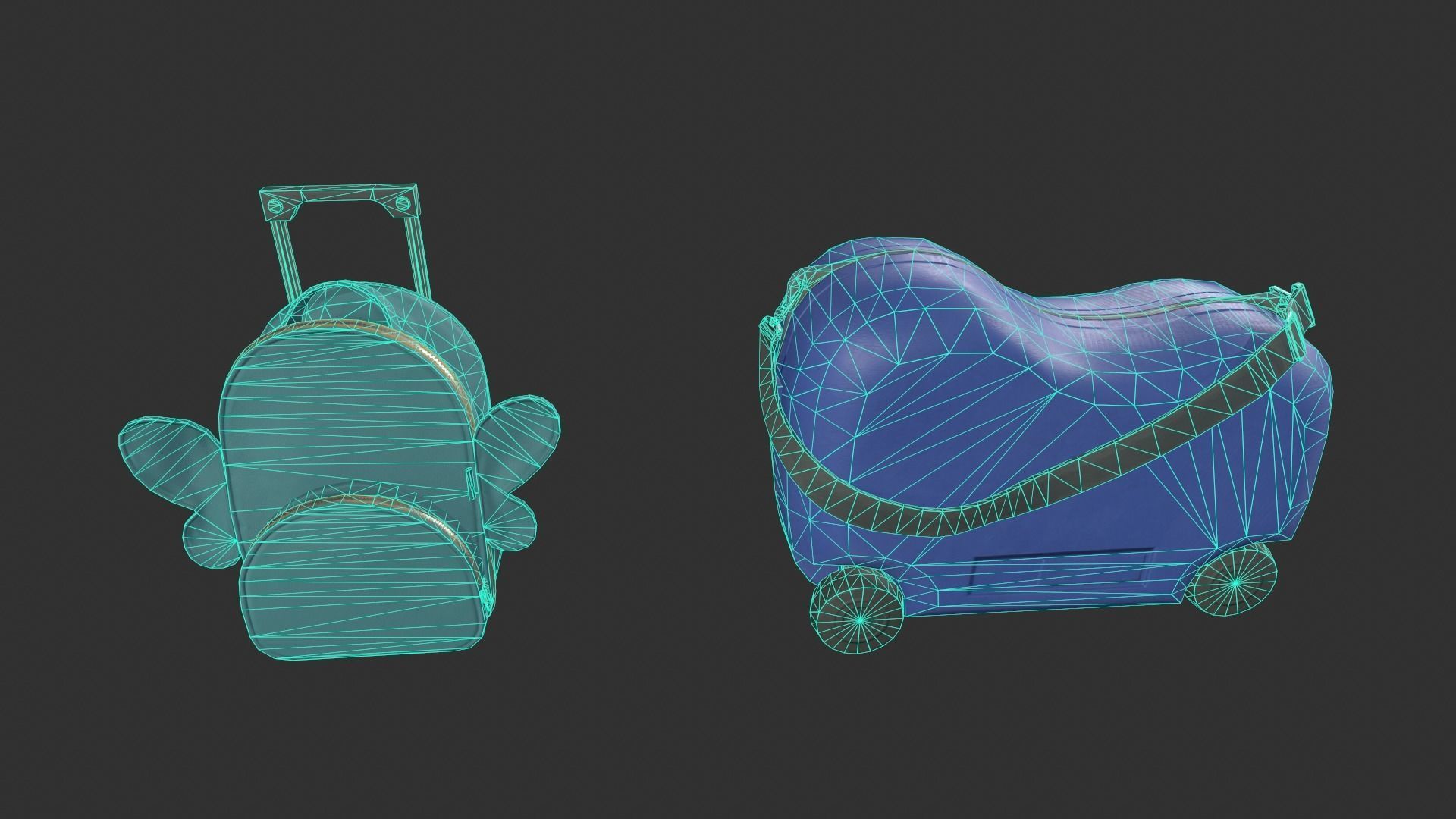 Kiddie Luggage Low-poly 3D model_6