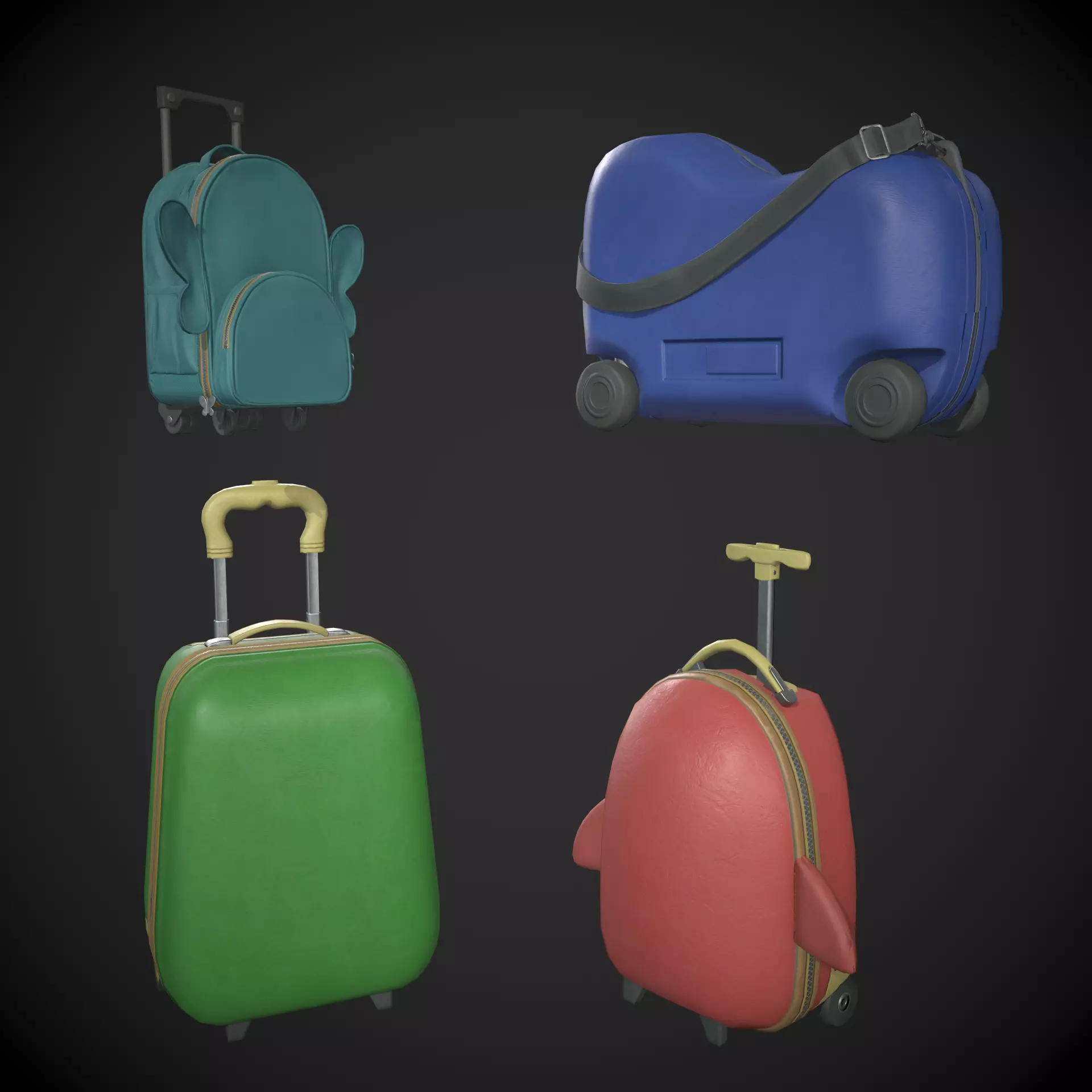 Kiddie Luggage Low-poly 3D model_0