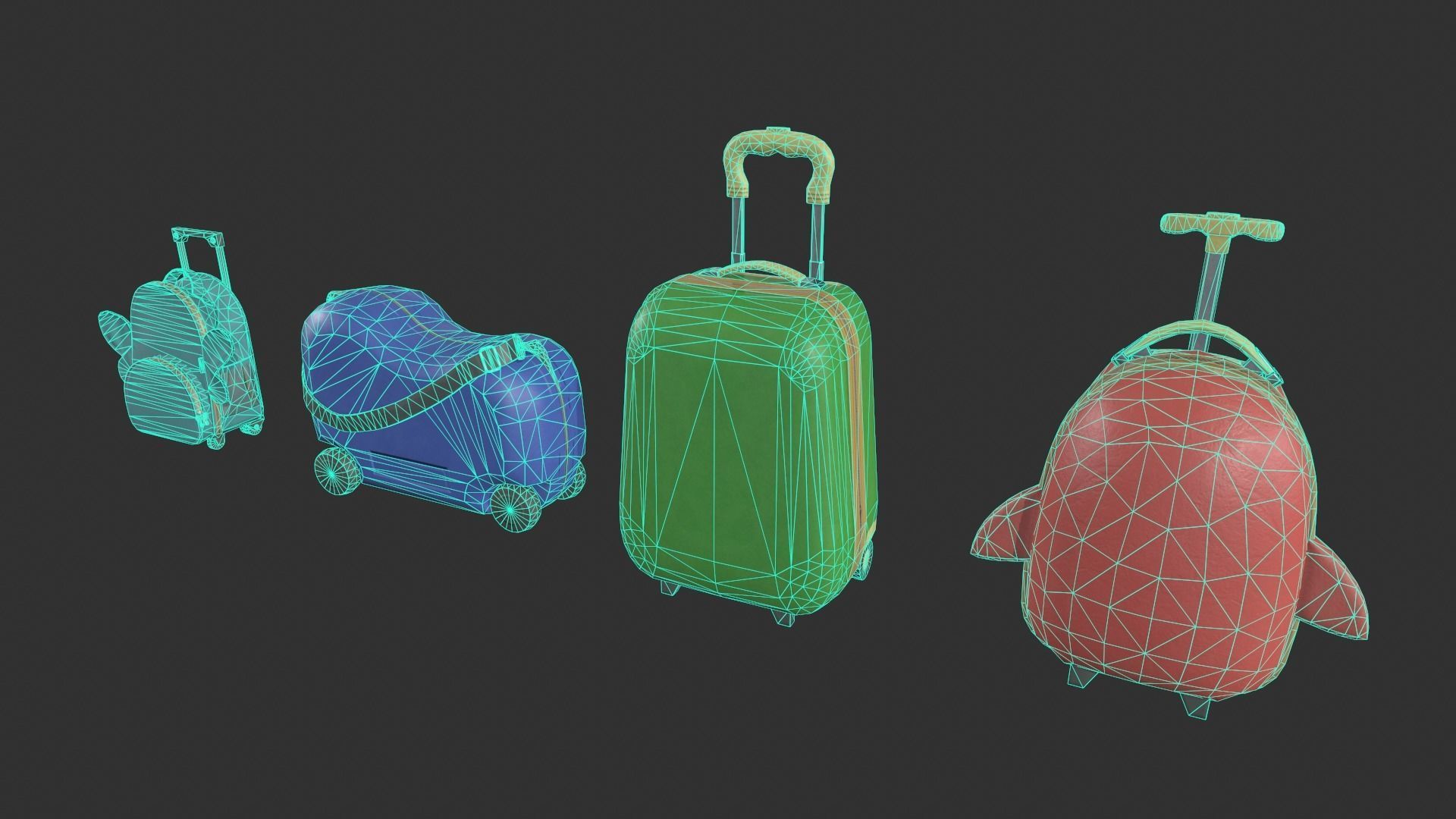 Kiddie Luggage Low-poly 3D model_2