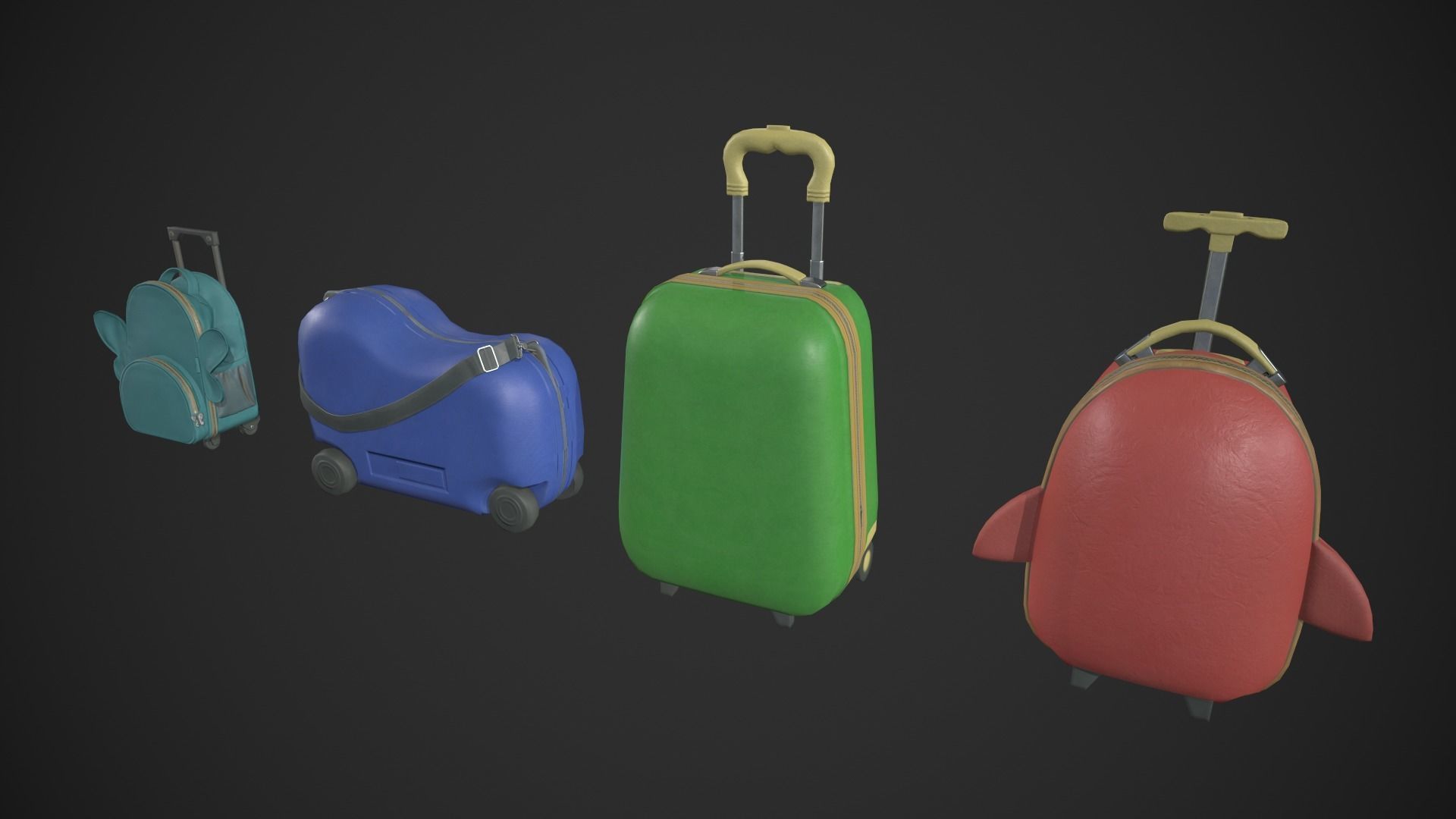 Kiddie Luggage Low-poly 3D model_1