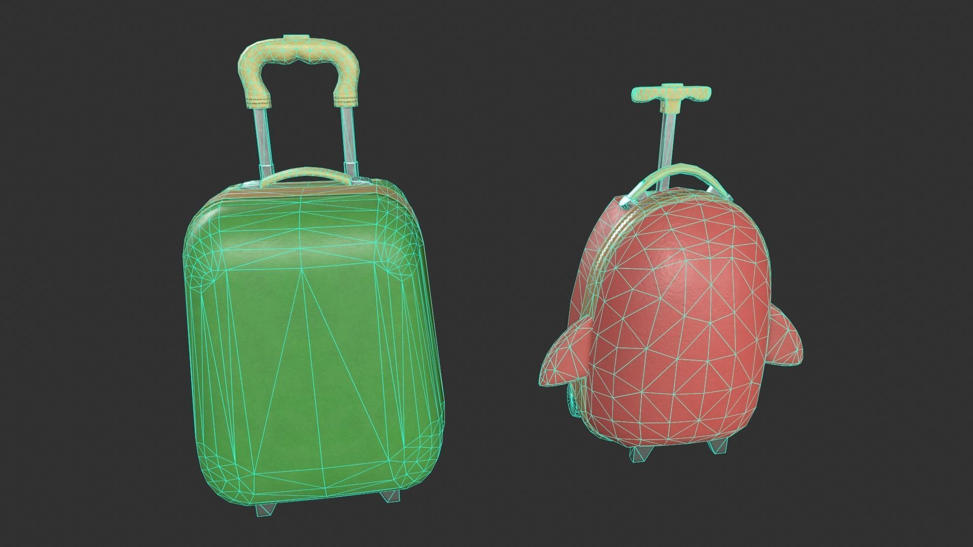 Kiddie Luggage Low-poly 3D model_10