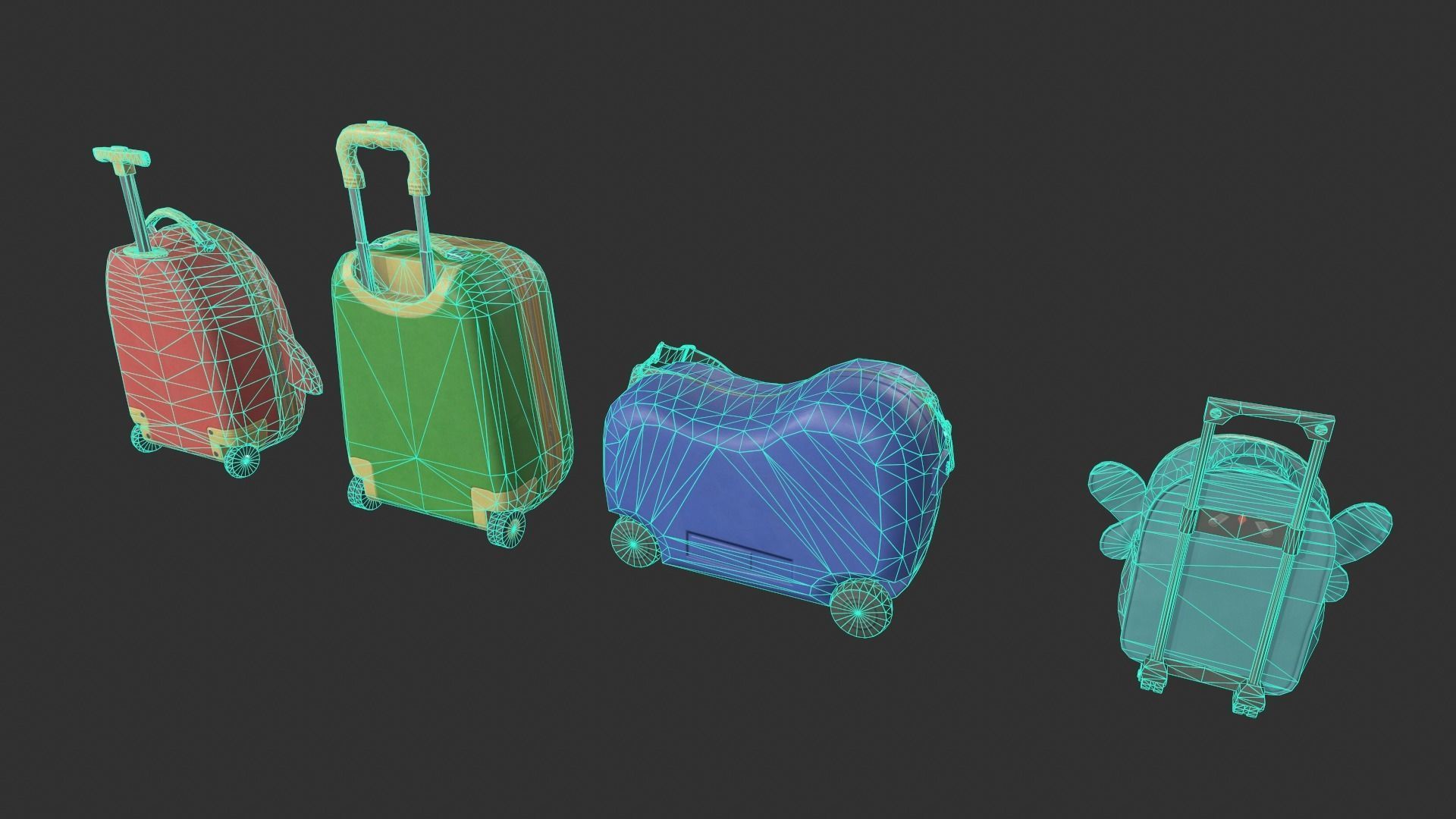 Kiddie Luggage Low-poly 3D model_4