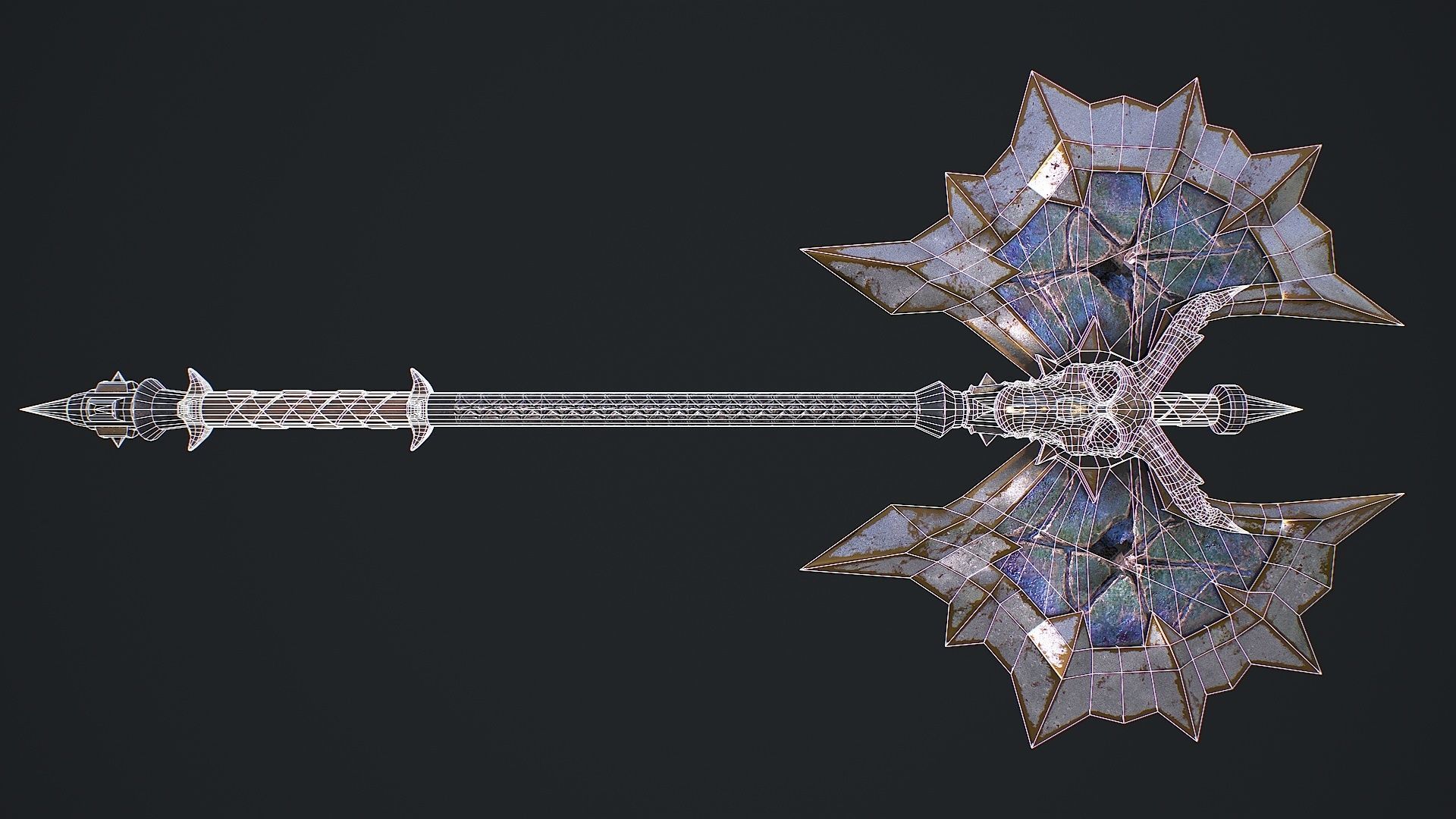 Fantasy Axe 2 3D Model Low-poly 3D model_9