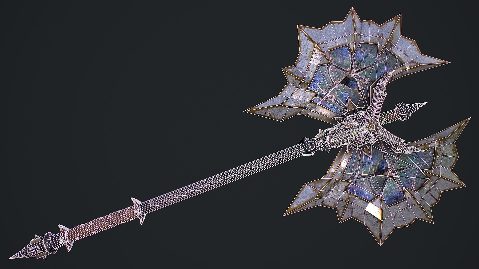Fantasy Axe 2 3D Model Low-poly 3D model_3