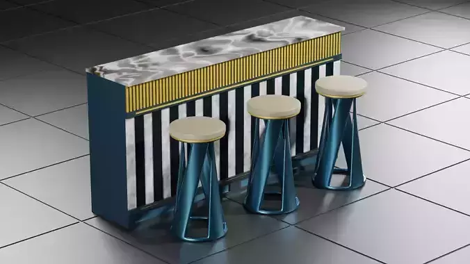 Counter Bar  Luxury Style 3D model