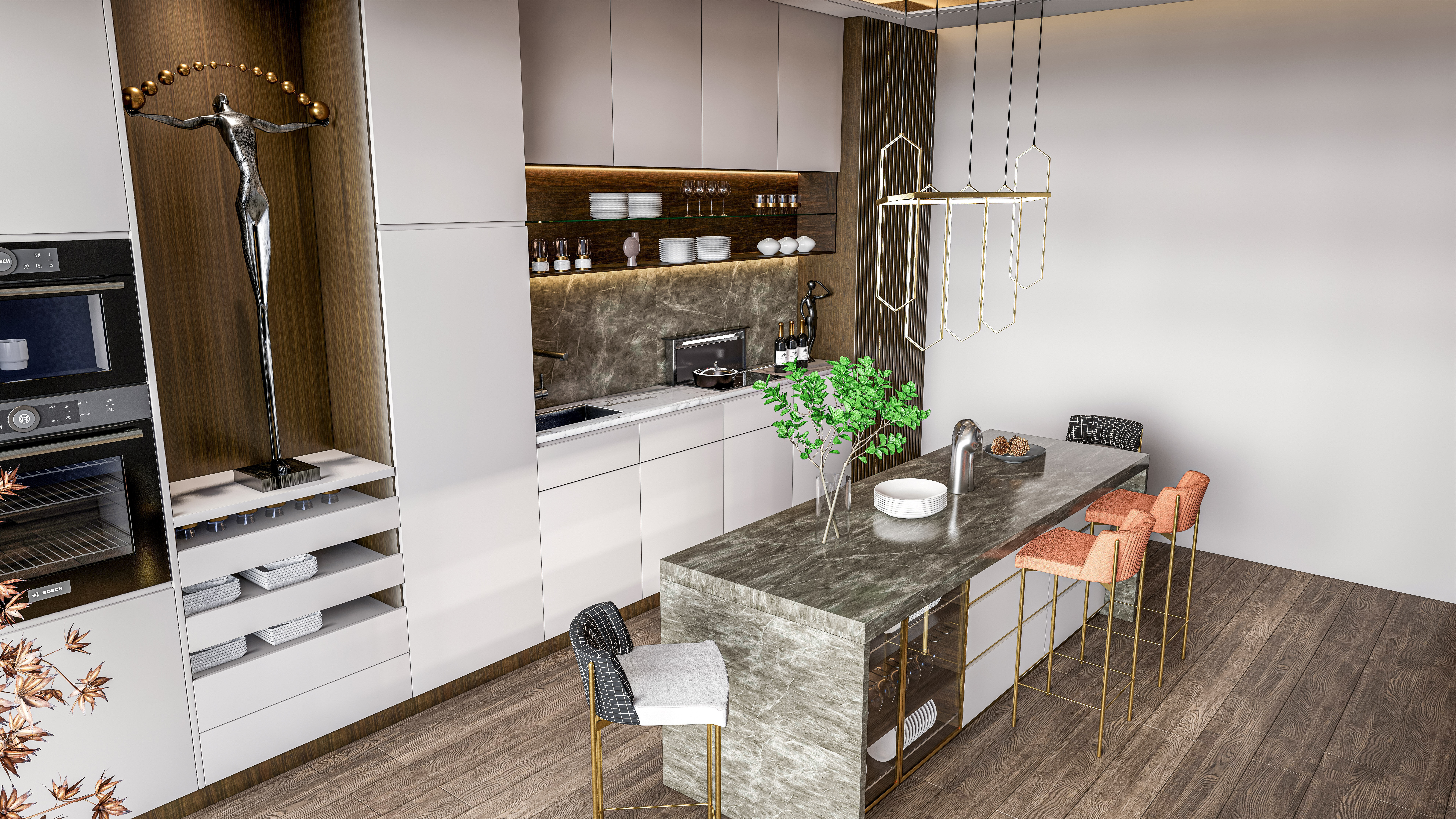 Kitchen Modern interior  0010 3D model_15