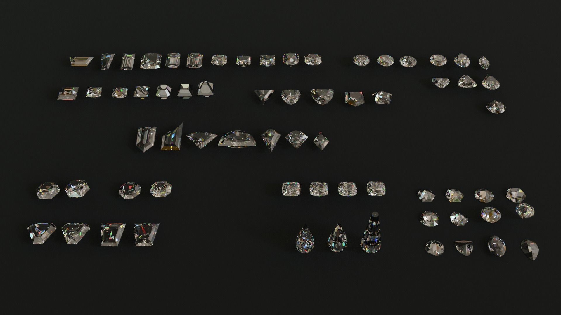 Diamonds Low-poly 3D model_1