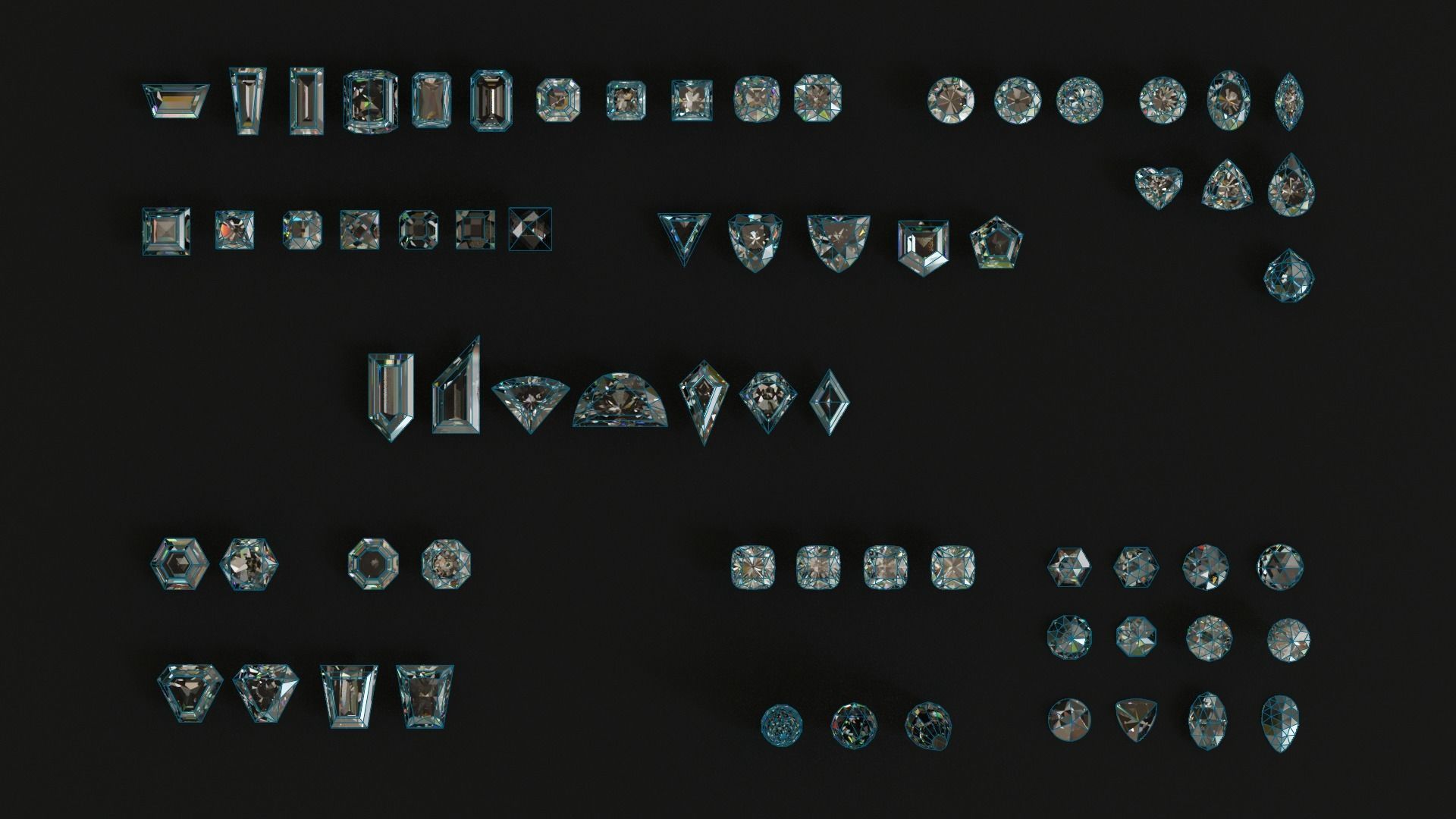 Diamonds Low-poly 3D model_70