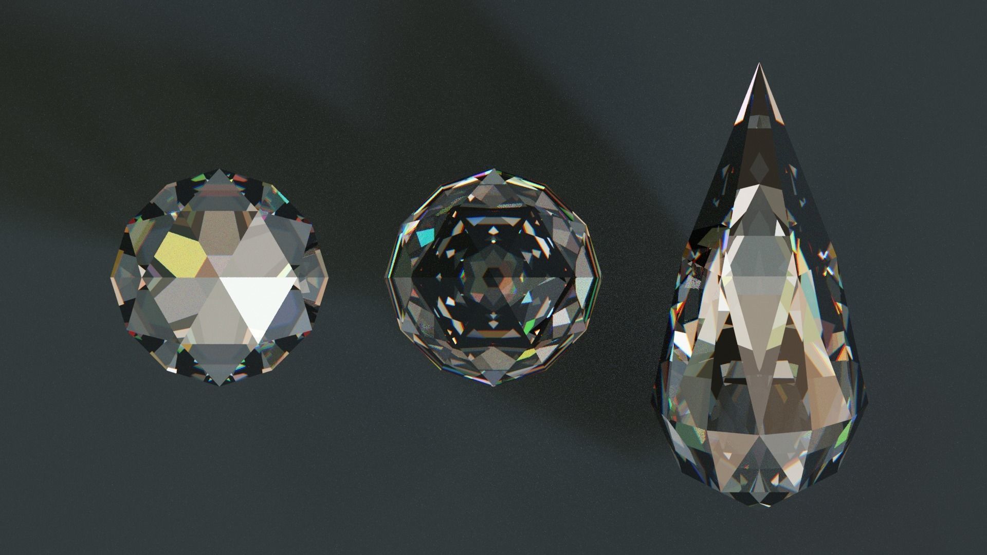 Diamonds Low-poly 3D model_6