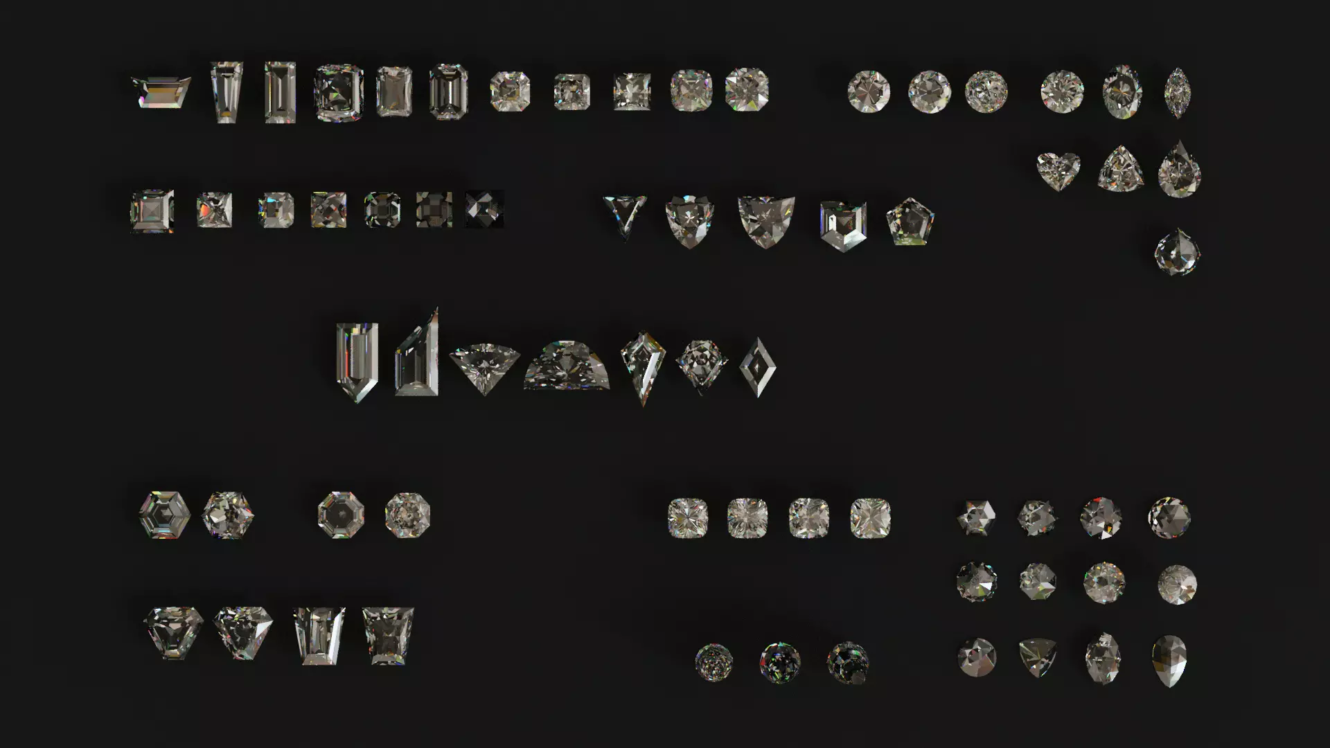 Diamonds Low-poly 3D model_0