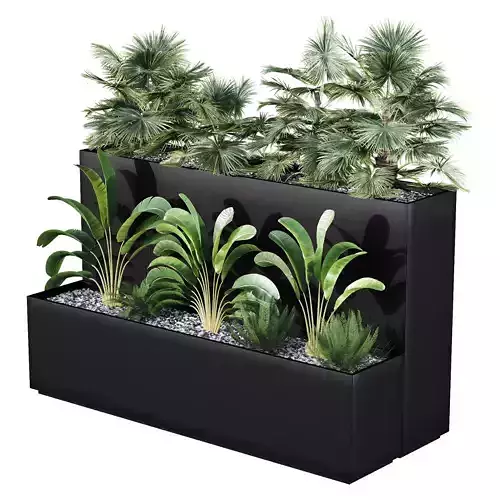 HQ Tree and bush garden box outdoor VOL 11 Free 3D model
