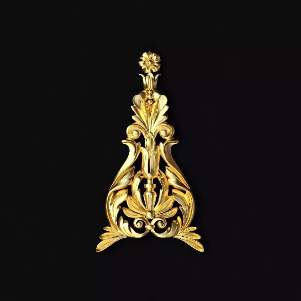 Central decor ornament for furniture 3D model_0