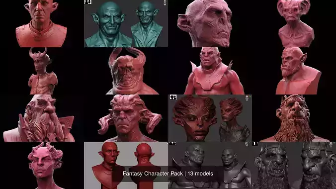 Fantasy Character Pack 3D Model Collection