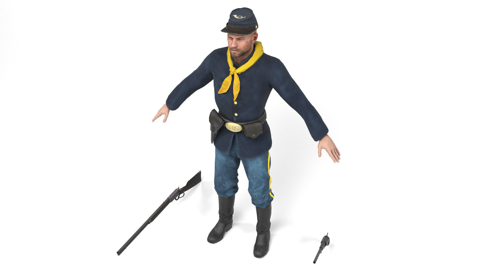 Union Soldier 4 Low-poly 3D model_5