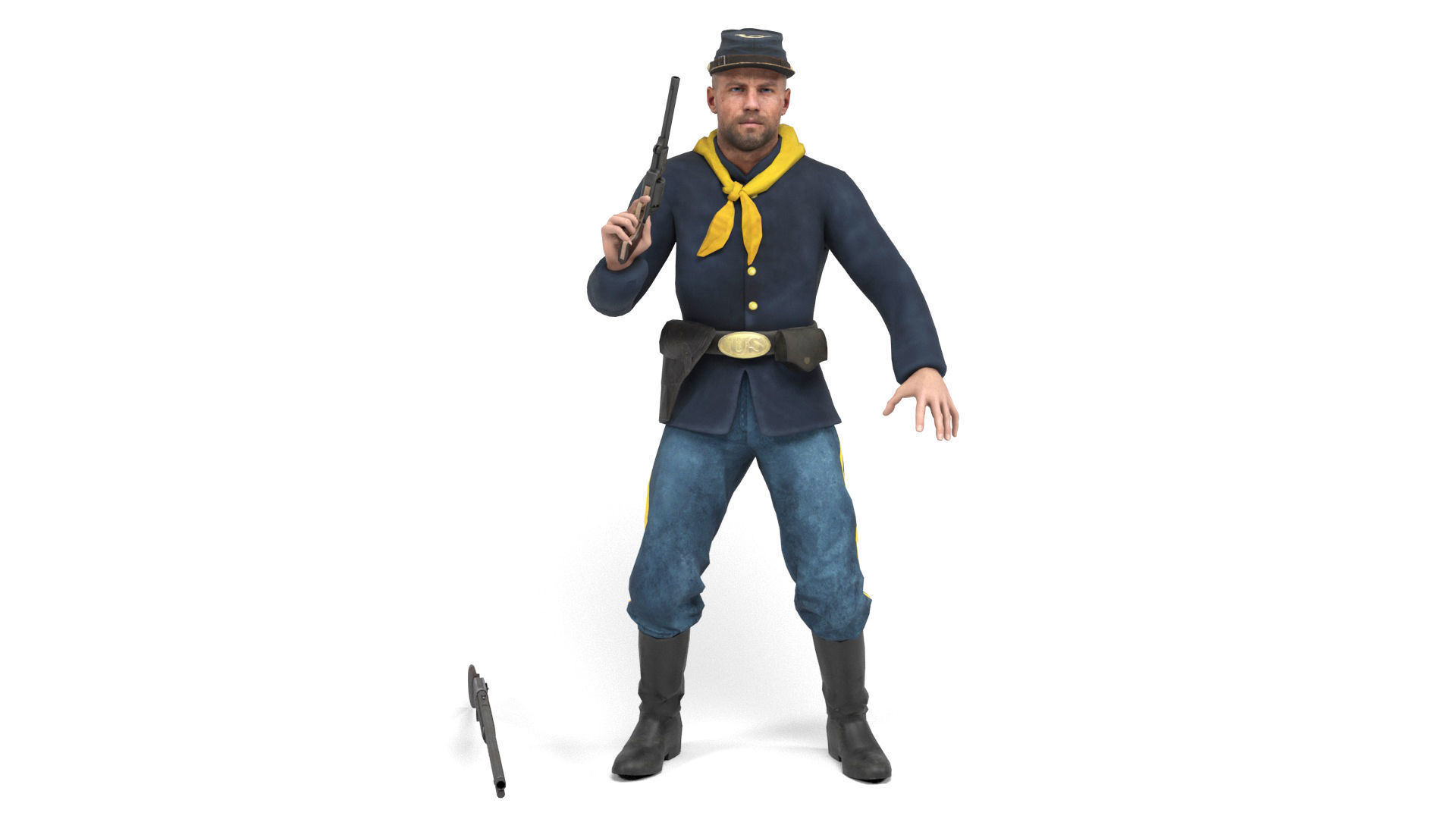 Union Soldier 4 Low-poly 3D model_8