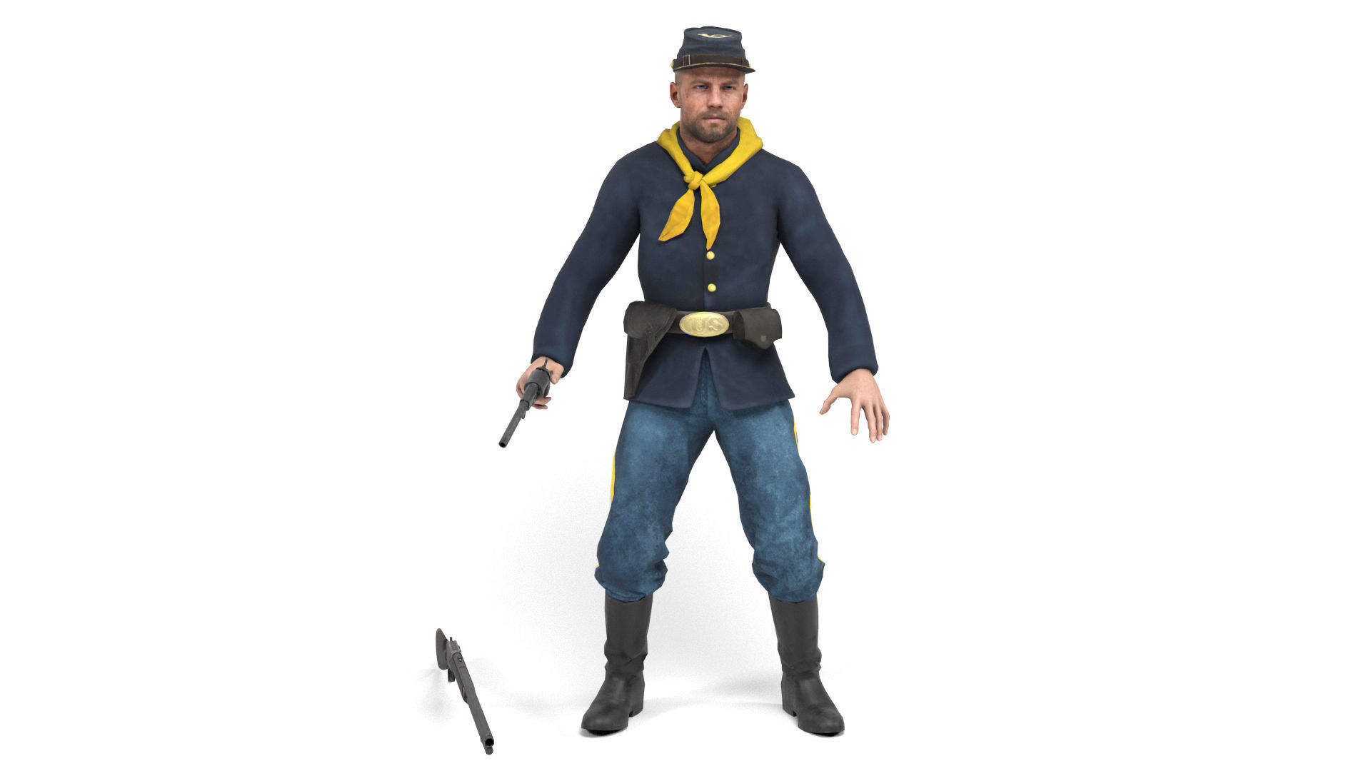 Union Soldier 4 Low-poly 3D model_12