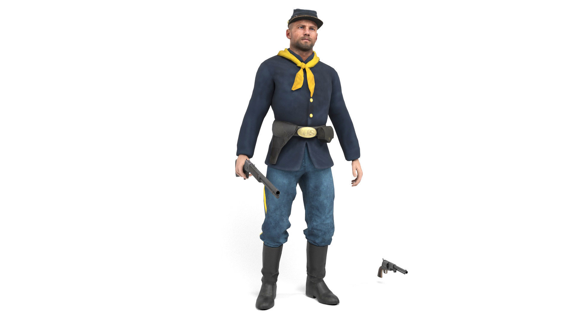 Union Soldier 4 Low-poly 3D model_7