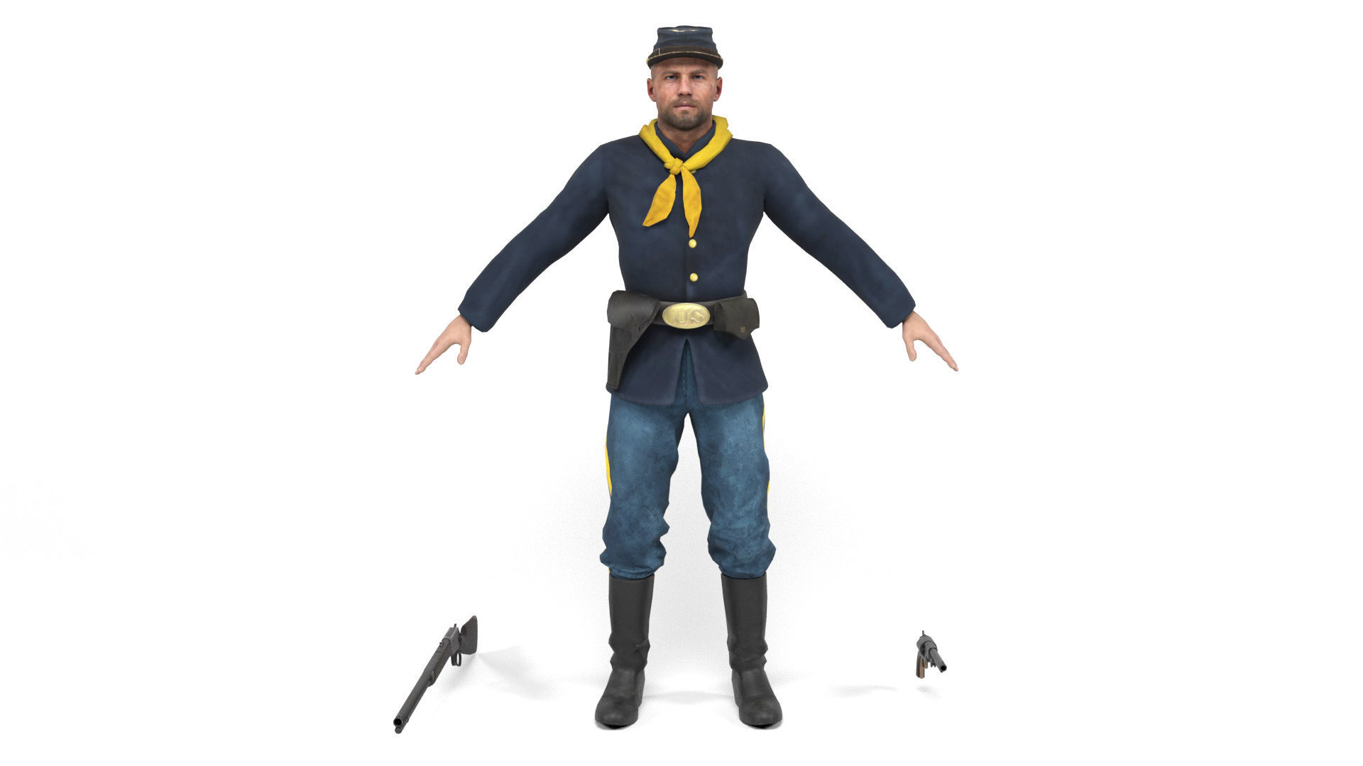 Union Soldier 4 Low-poly 3D model_2