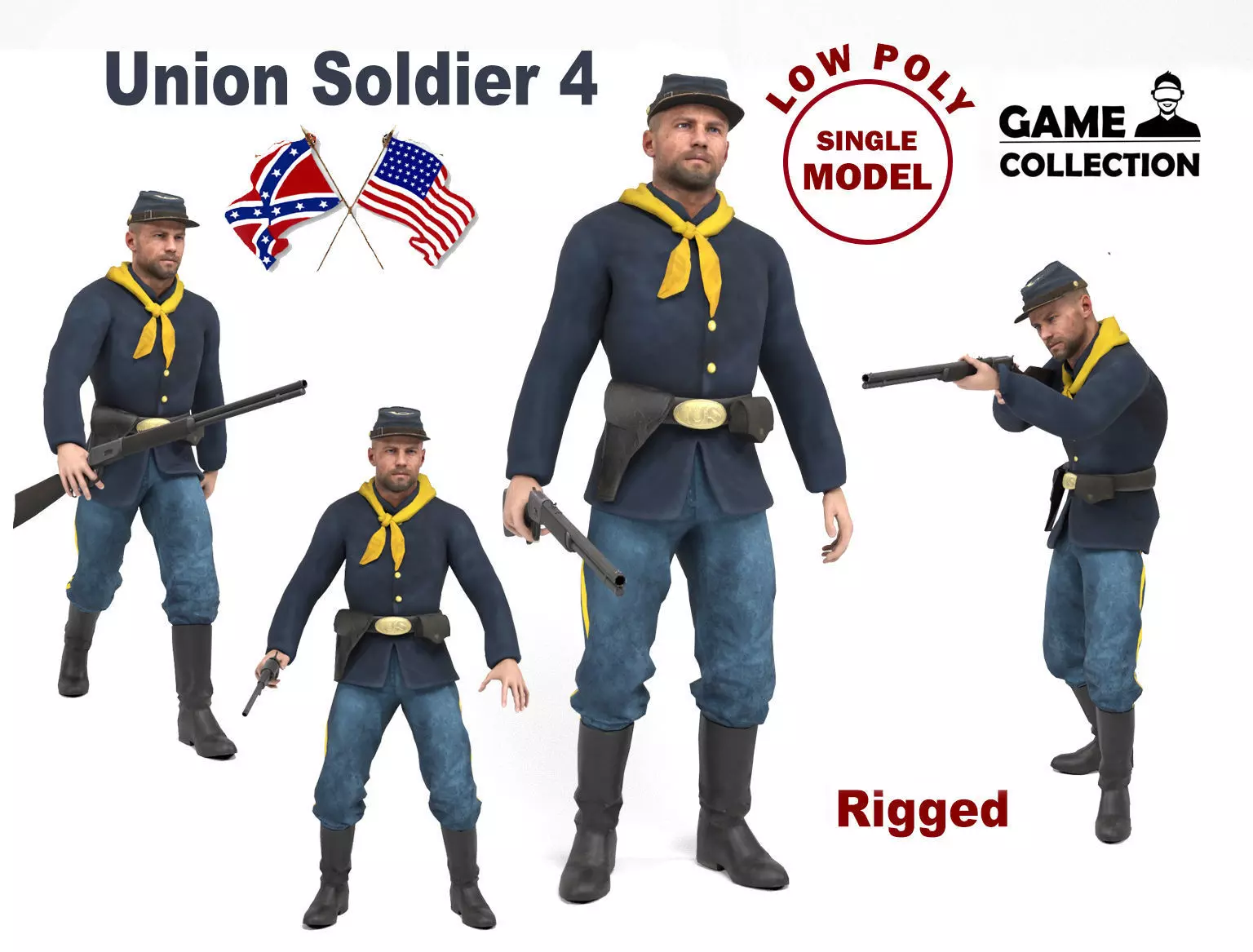 Union Soldier 4 Low-poly 3D model_0