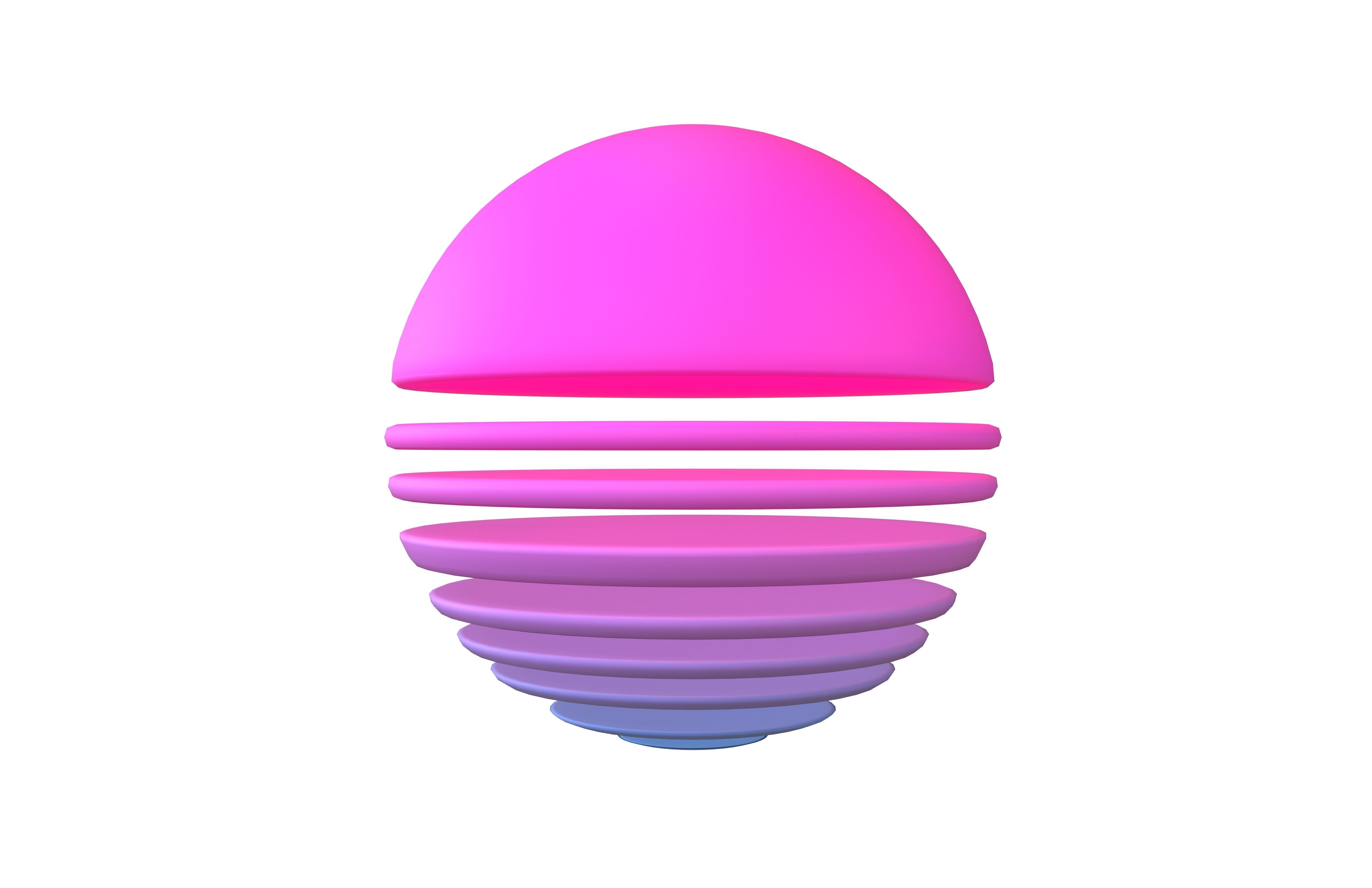 Retro Sun Icon v2 002 Low-poly 3D model_1