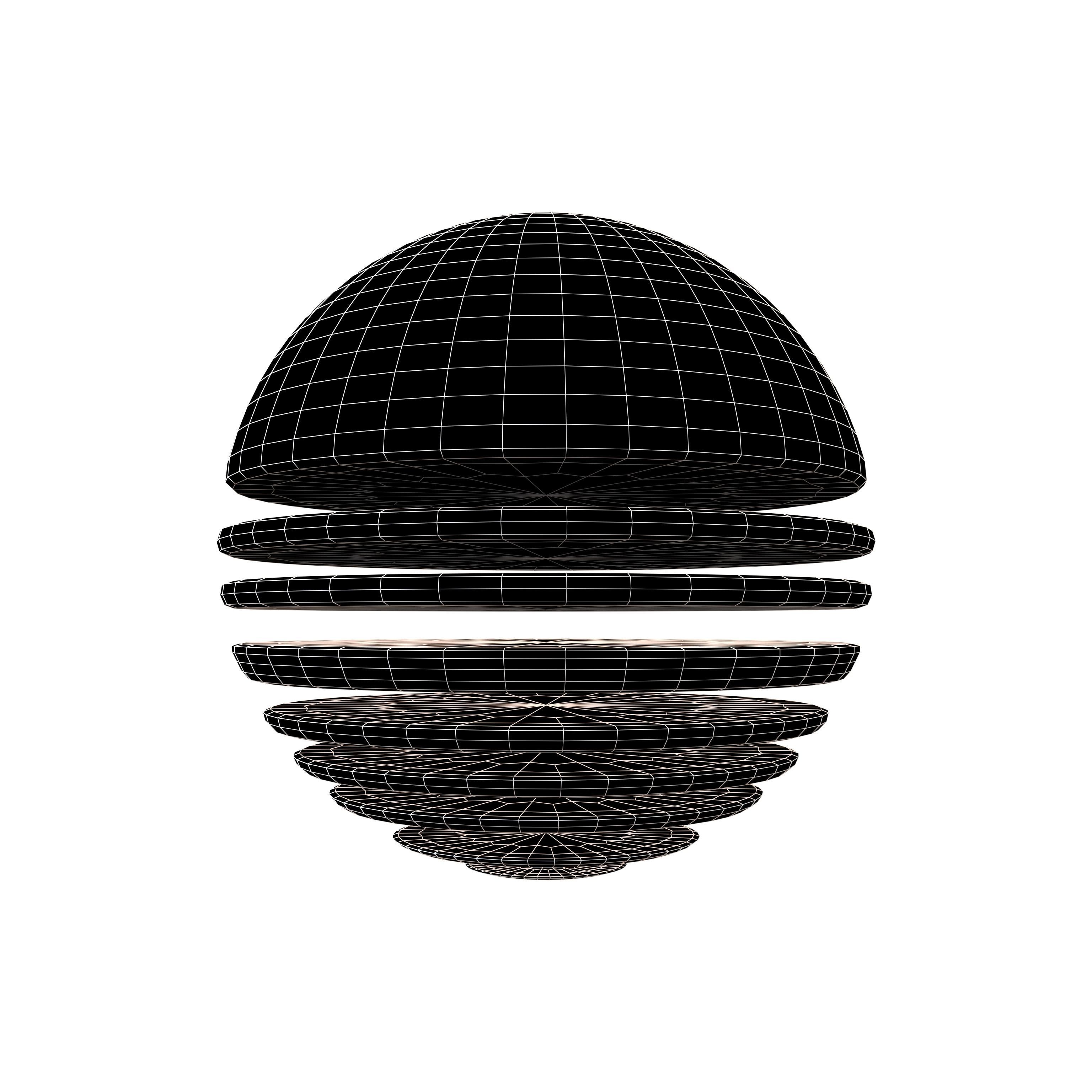 Retro Sun Icon v2 007 Low-poly 3D model_5