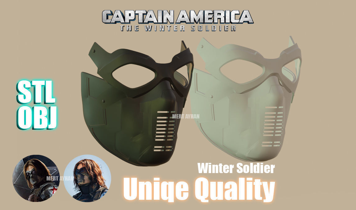 Winter Soldier 3D Mask Marvel STL OBJ High Quality 3D print model_4