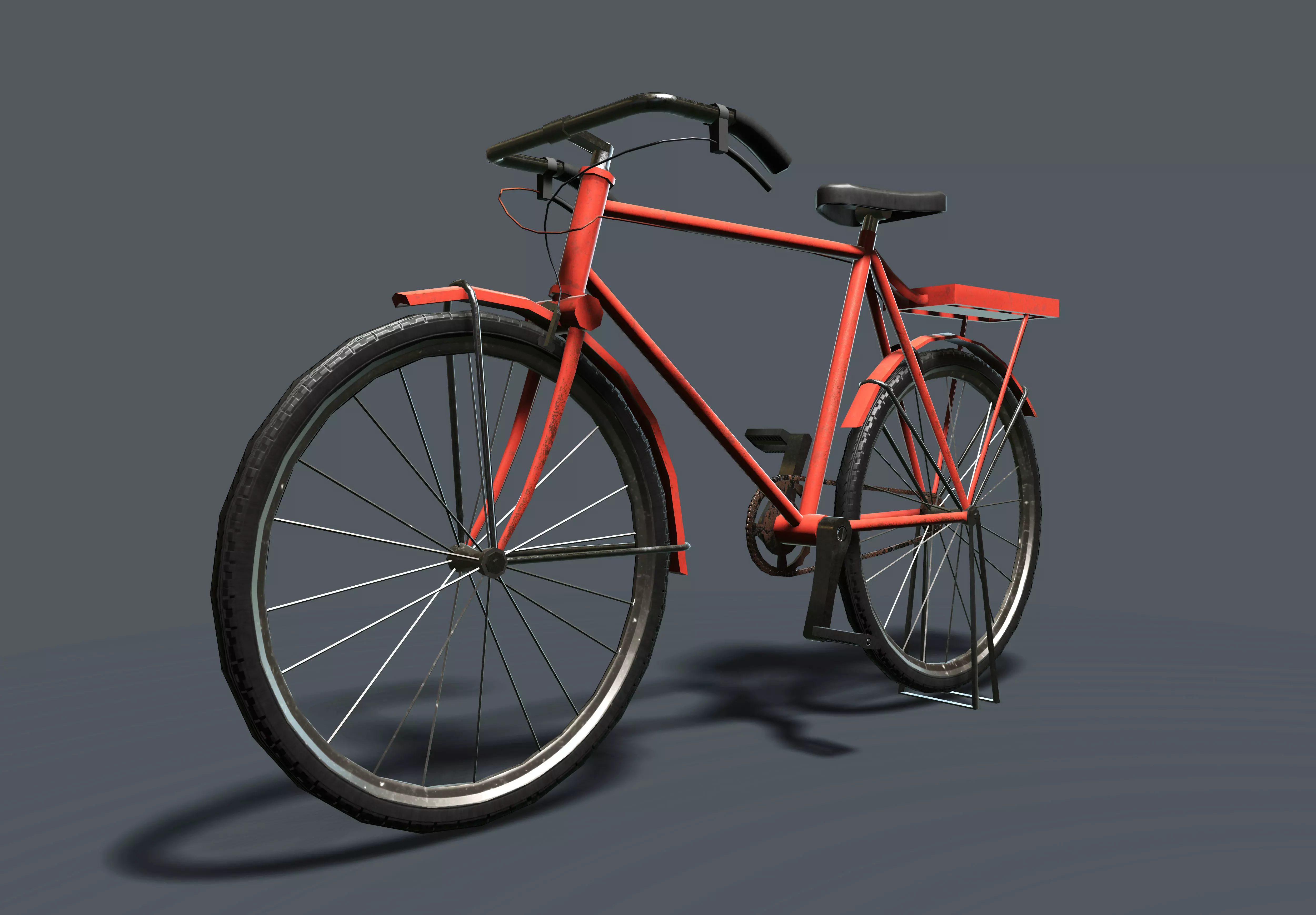 Classic Red Bicycle PBR Low-poly 3D model_0