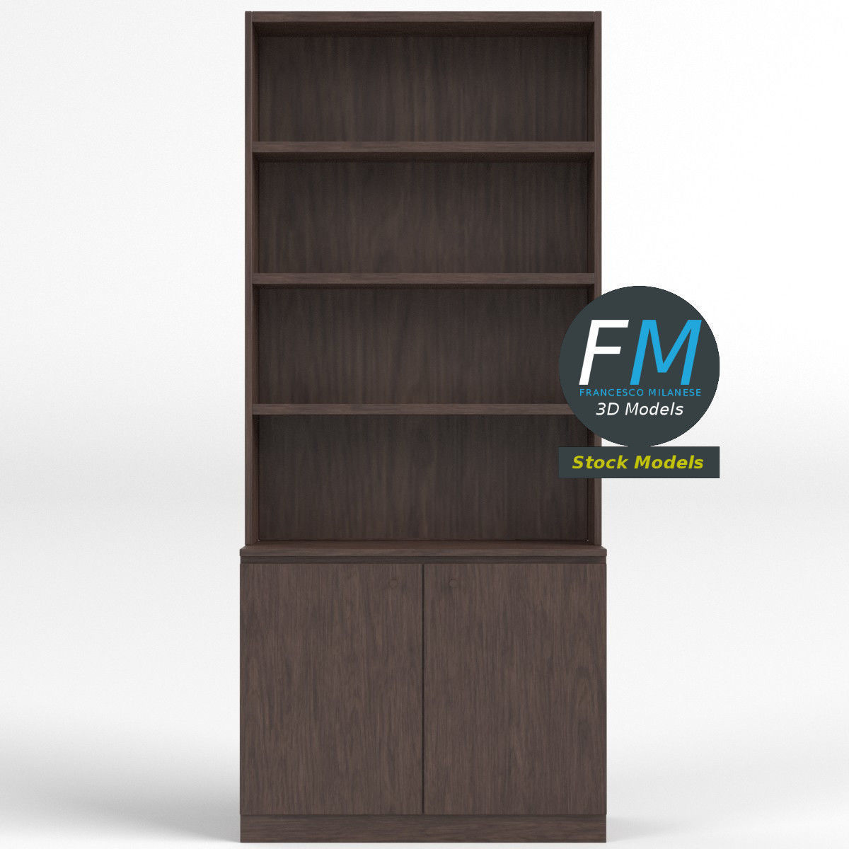 Empty bookshelf 2 3D model_3