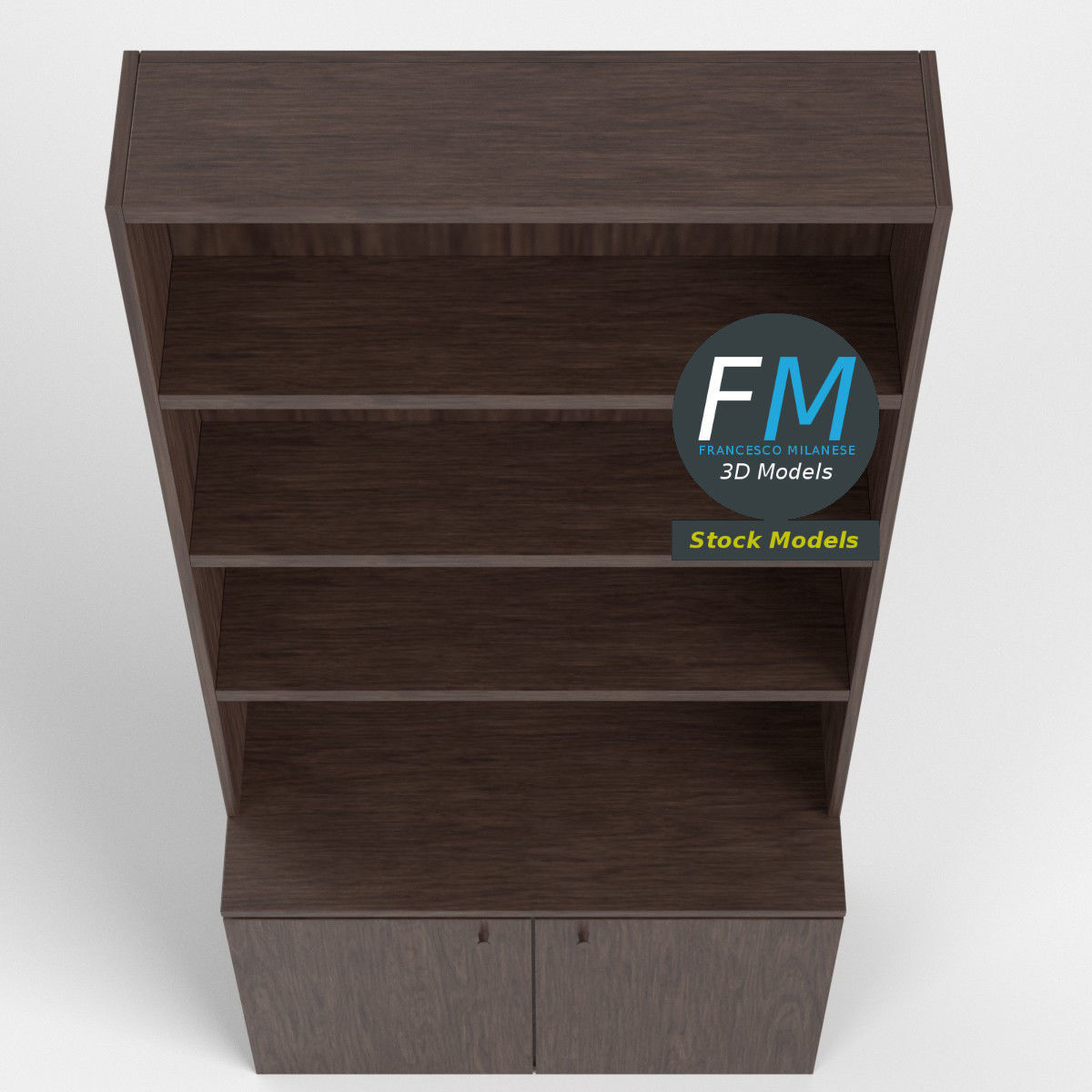 Empty bookshelf 2 3D model_6