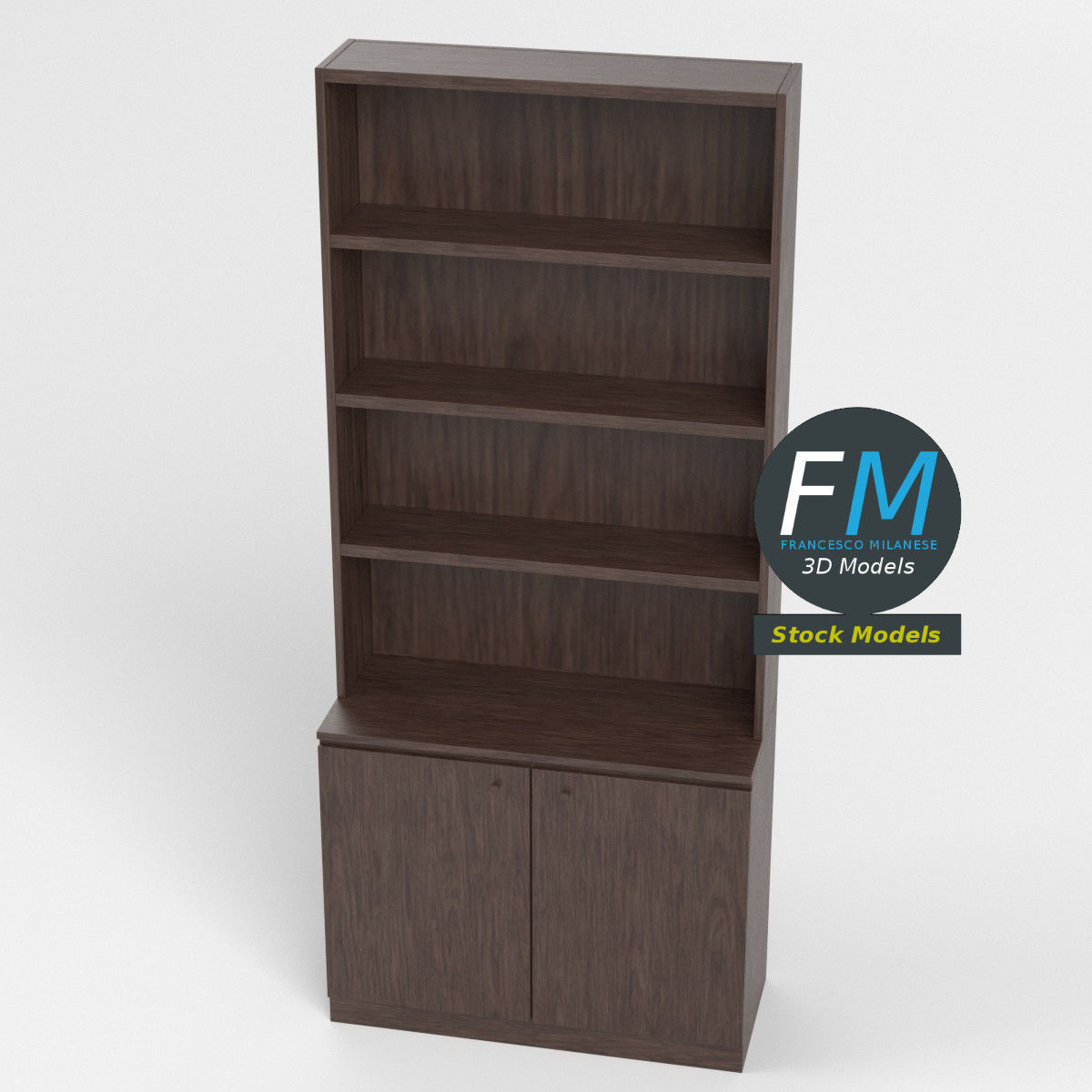 Empty bookshelf 2 3D model_2