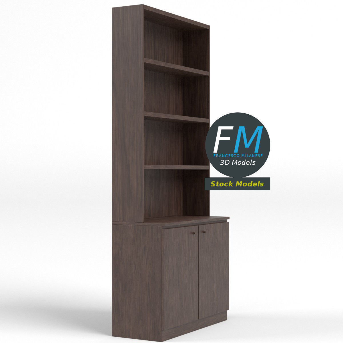 Empty bookshelf 2 3D model_4