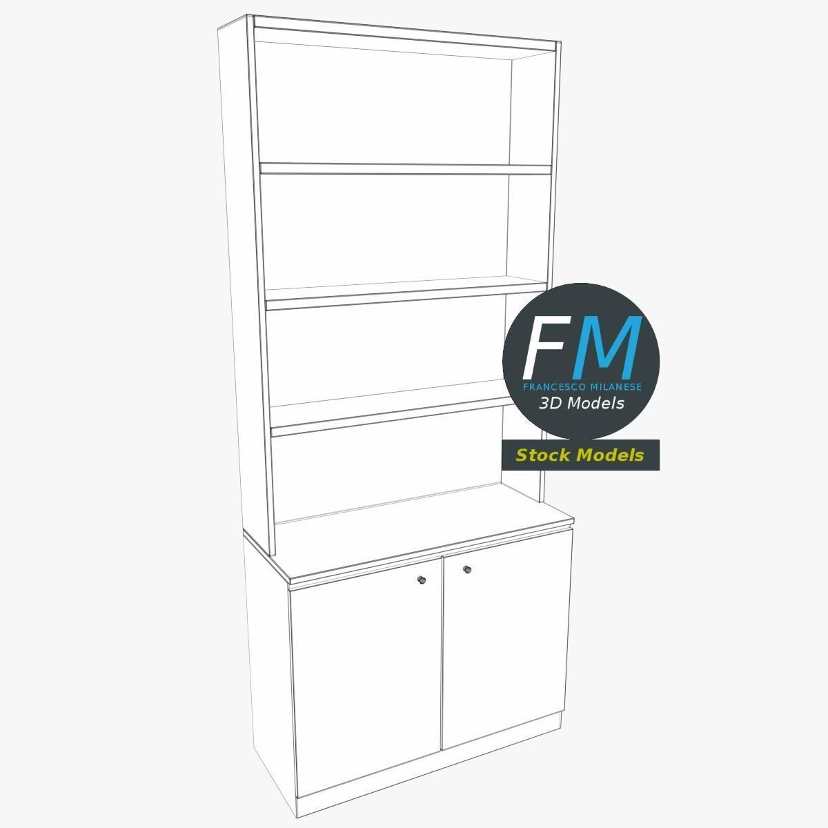 Empty bookshelf 2 3D model_7