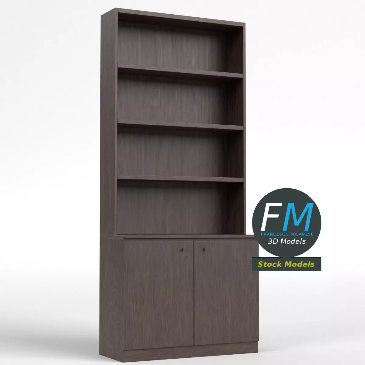 Empty bookshelf 2 3D model_0