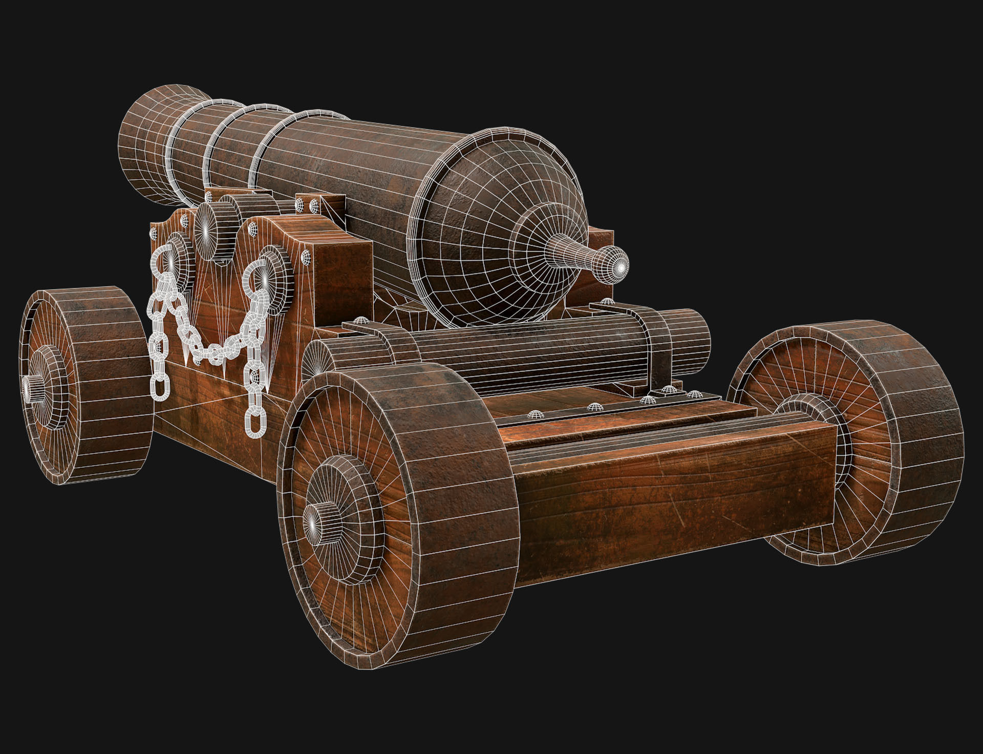 Cannon-4-Old Version Low-poly 3D model_12