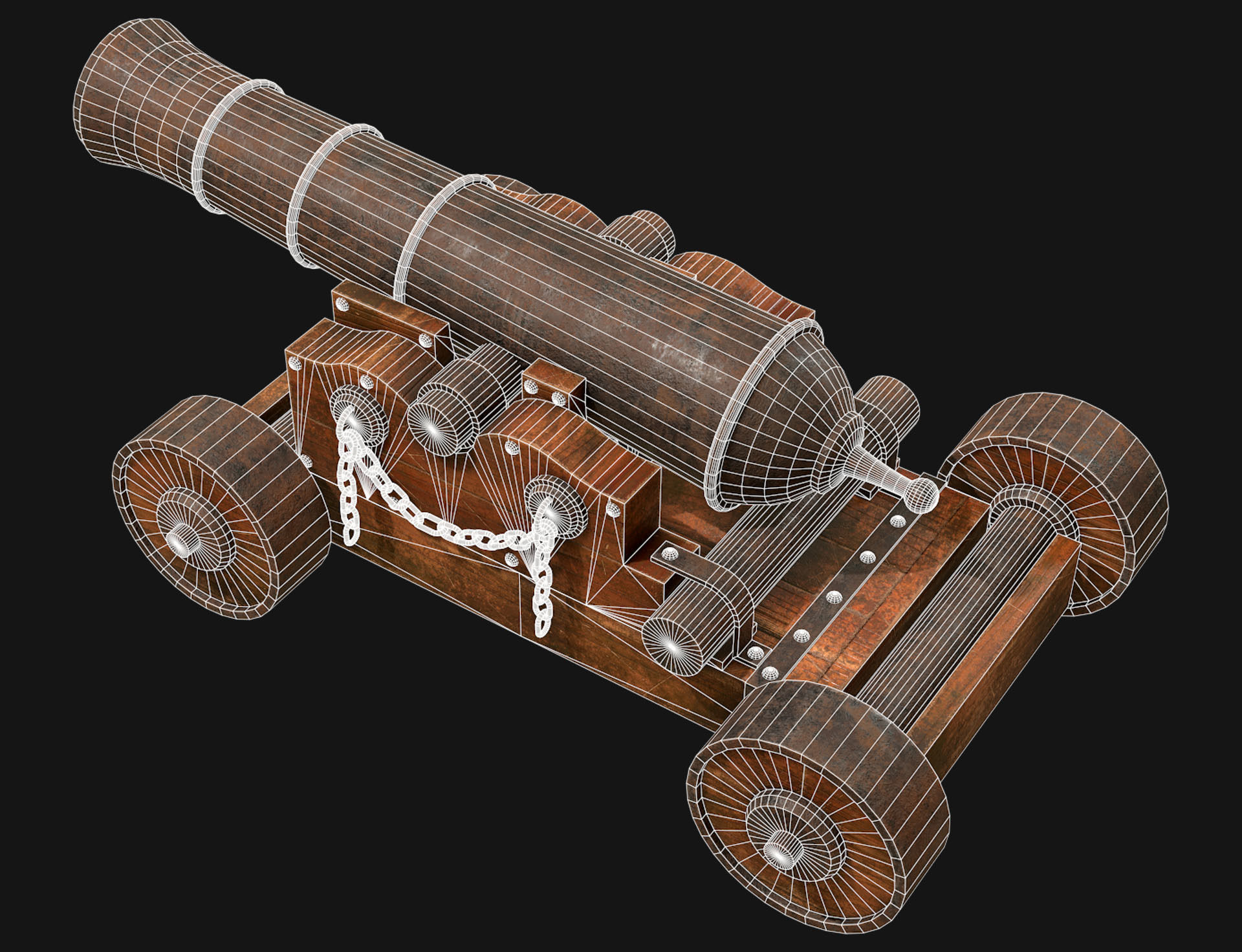 Cannon-4-Old Version Low-poly 3D model_9