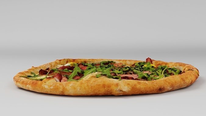 Pizza with arugula meat and cheese 3D model 5